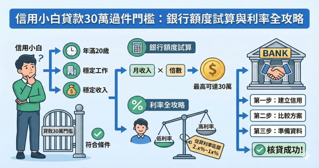 信用小白貸款30萬過件門檻：銀行額度試算與利率全攻略