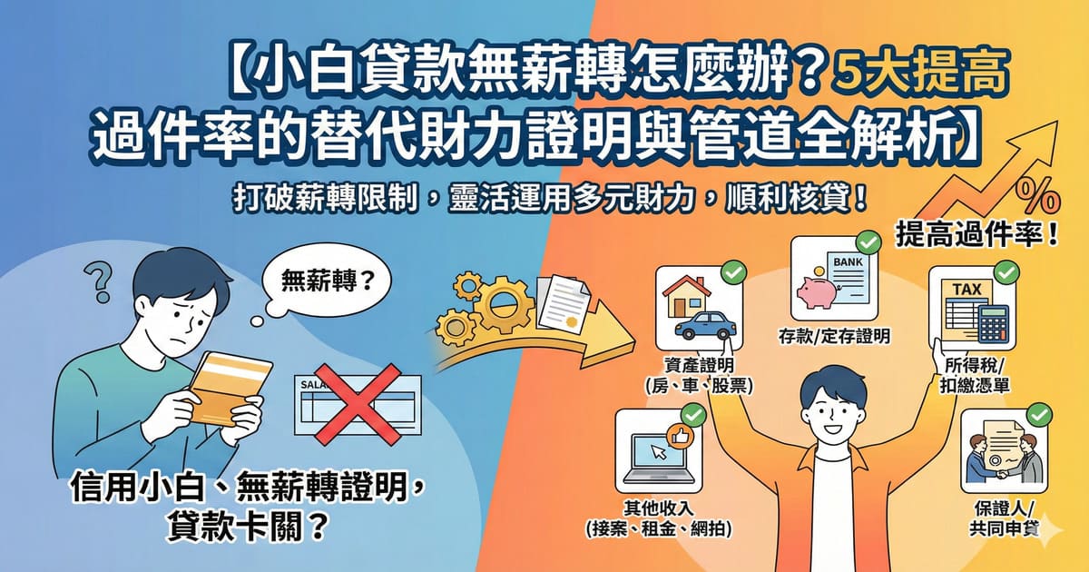 小白貸款無薪轉怎麼辦？3 大提高過件率的替代財力證明與管道全解析