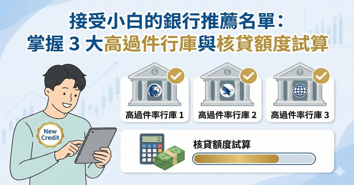 接受小白的銀行推薦名單：掌握 3 大高過件行庫與核貸額度試算